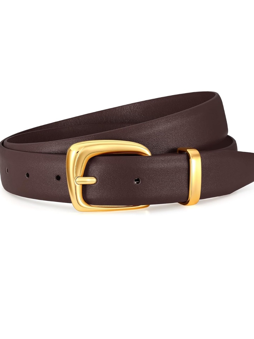Womens PU Leather Belt Retro Gold Buckle Waist Belt Fashion